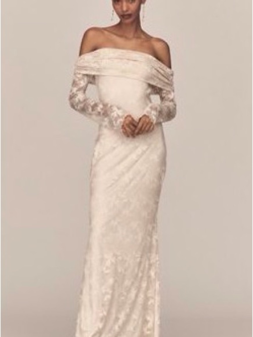 AFRM Off-the-Shoulder Lace Bridal Gown in Ivory
